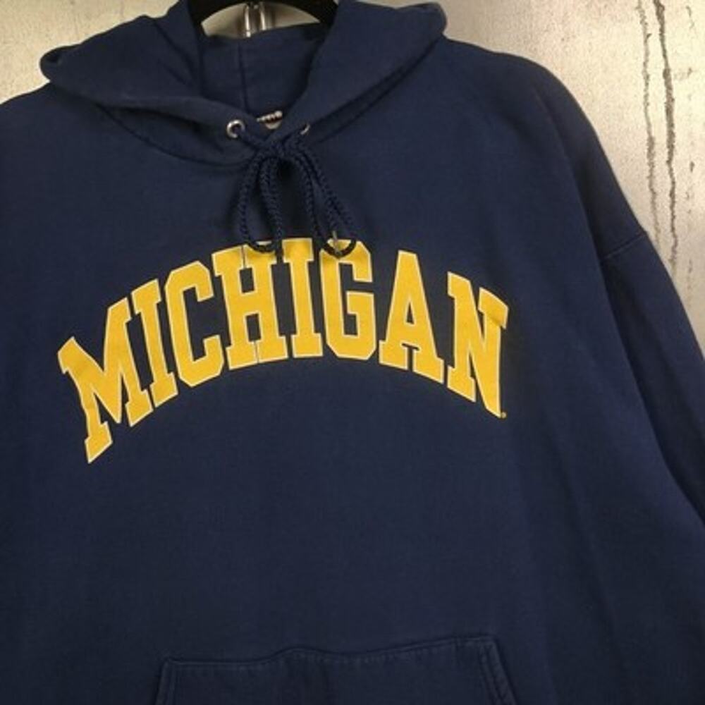 Michigan University Vintage Y2K 2000s Pullover Hoodie Sweatshirt Large Boxy Crop